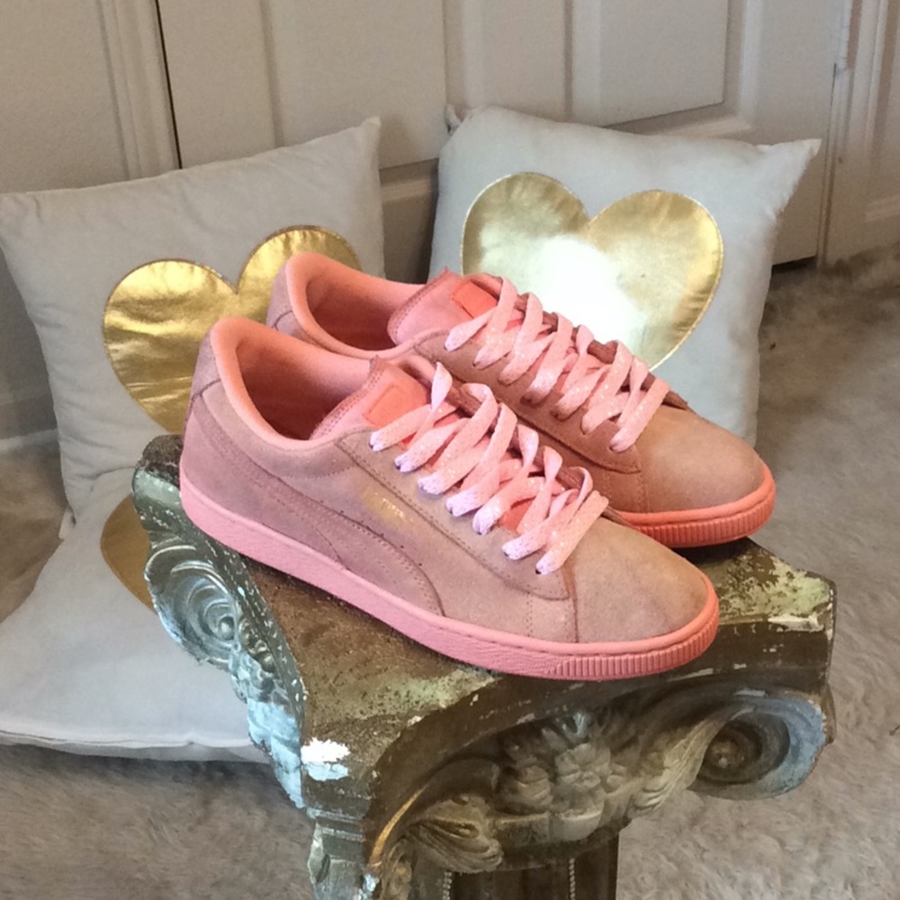 Puma Pink/Coral Suede Sneakers
